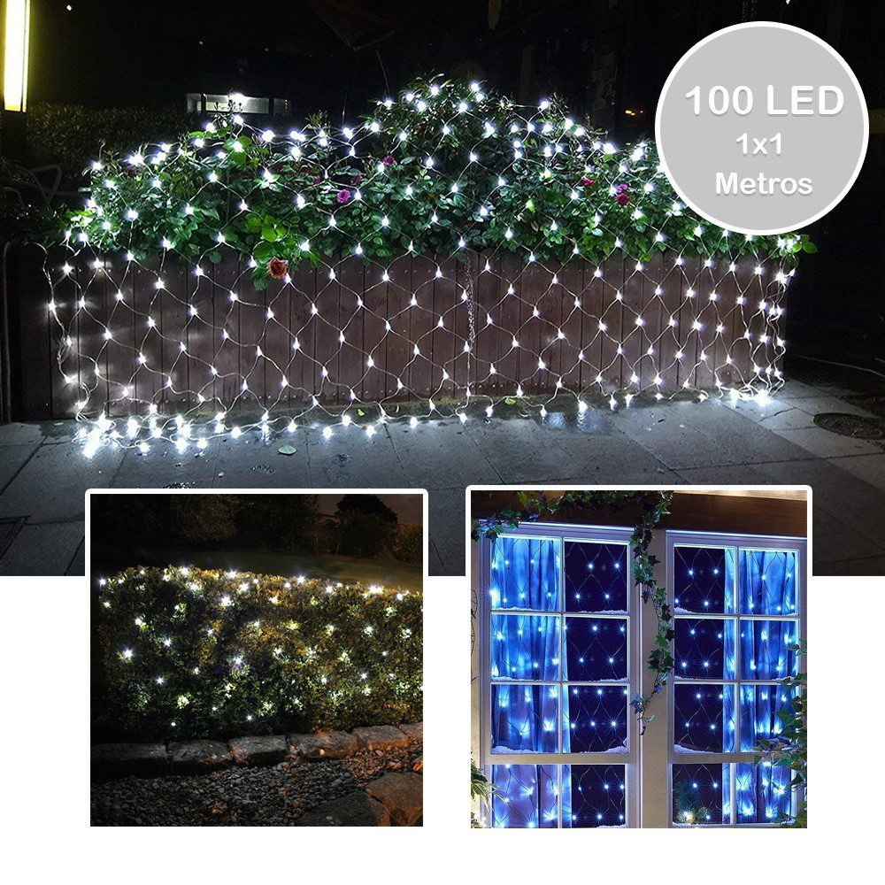 Luces Malla LED 100 Luces 1x1 Metros Luz Navidad RF 100TC-B