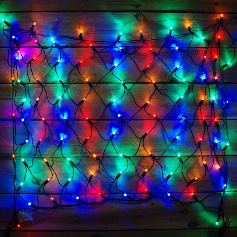 Luces Malla LED 100 Luces 1x1 Metros Luz Navidad Cable Verde RF 100TC-CV