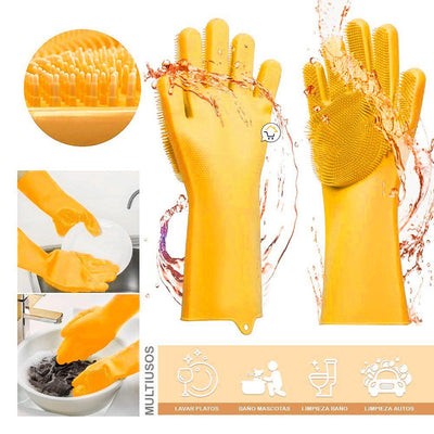 Guantes Silicona Multiusos Lava Vajilla Platos Baño Mascotas HD4838