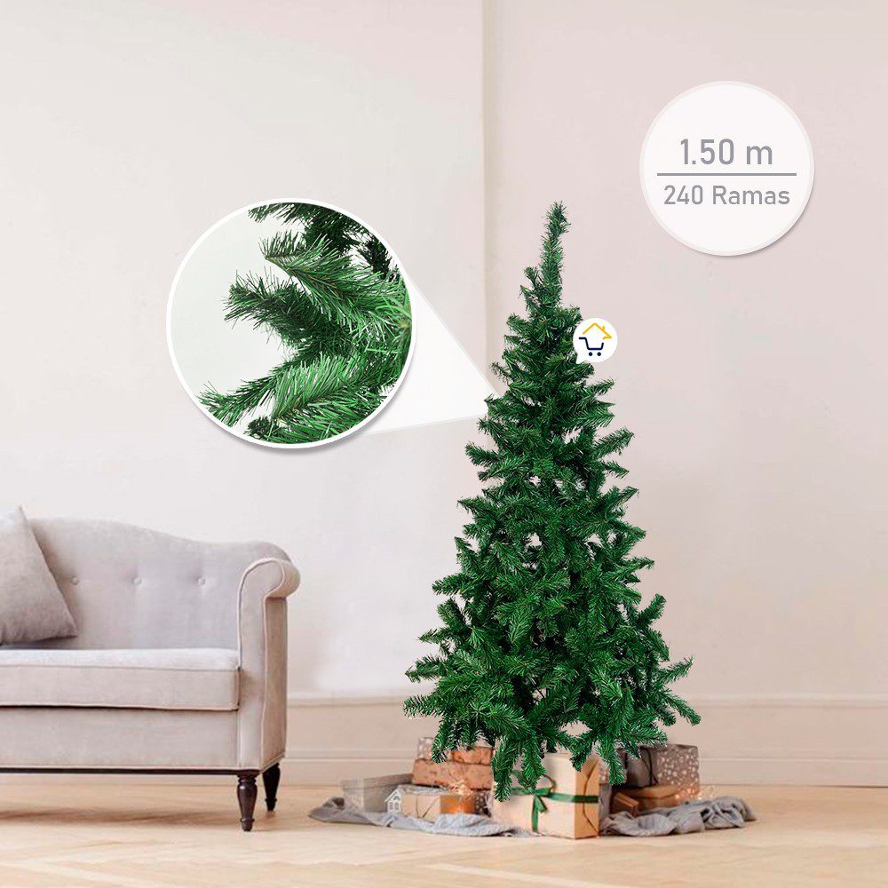 Árbol Navidad Pomposo Tupido 1.50m 240 Ramas Fexton150