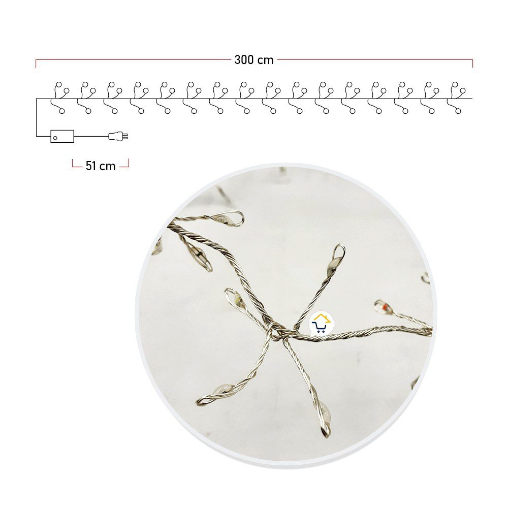 Luz Micro LED Ramal Alambre 3m Extension 248 Luces Navidad 1570