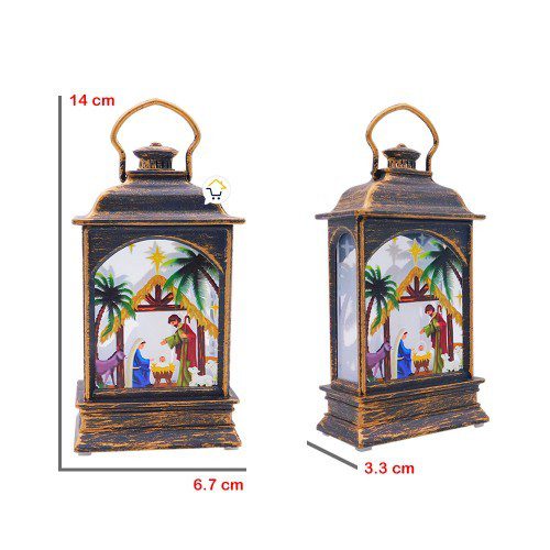 Farol Navideño Vintage Pesebre Luz LED Vela ZF07OD3