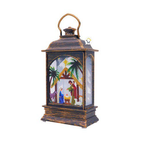 Farol Navideño Vintage Pesebre Luz LED Vela ZF07OD3