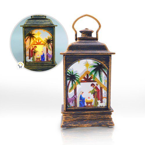 Farol Navideño Vintage Pesebre Luz LED Vela ZF07OD3