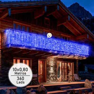 Cortina Luz Led 10 m Extensión Navidad 360 Luces Azul 2072