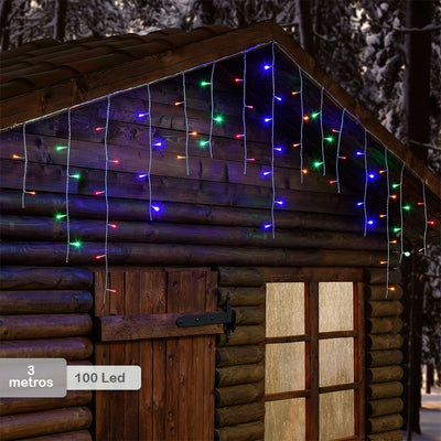 Cortina Led Intercalada 3 Mts X 45 Cm 100 Led Multicolor Luces Navidad 100LEDCM3