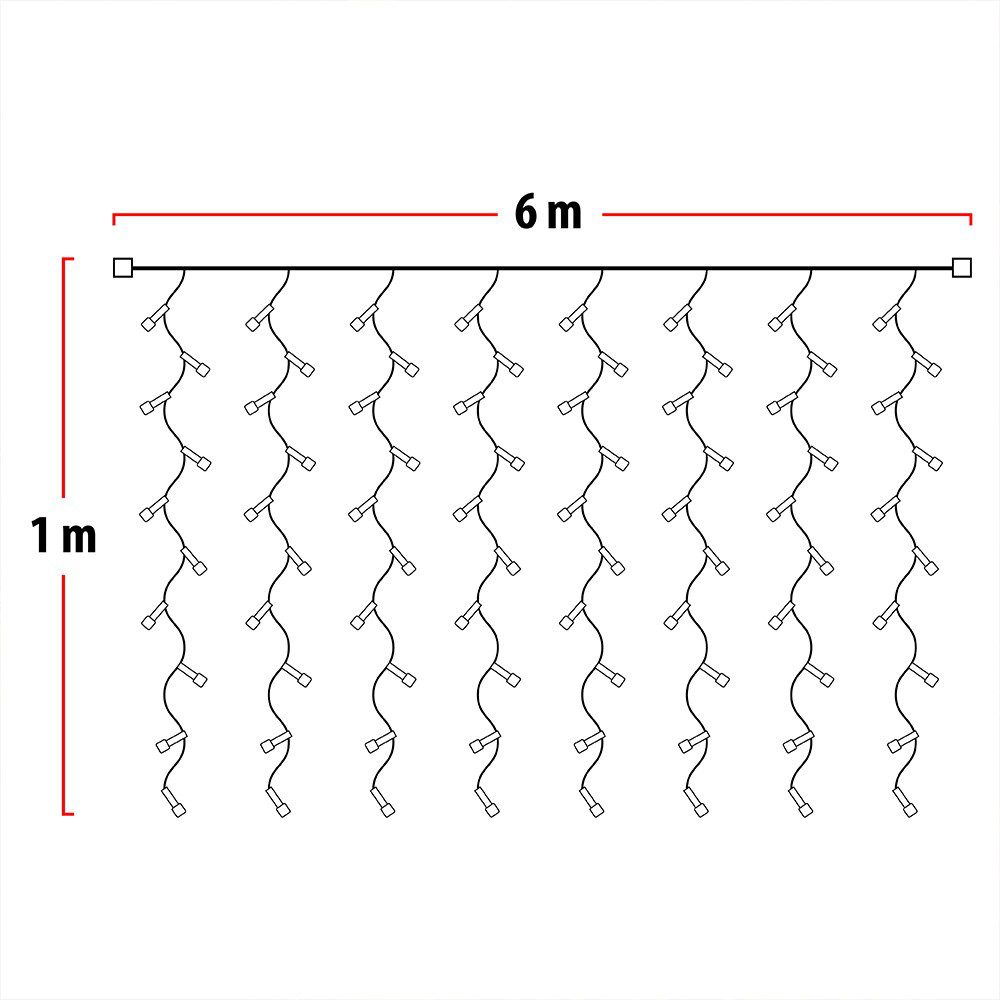 Luz Cascada 6X1 Metros 320 LED Luces Navidad CÁLIDA RF 6X1-320L