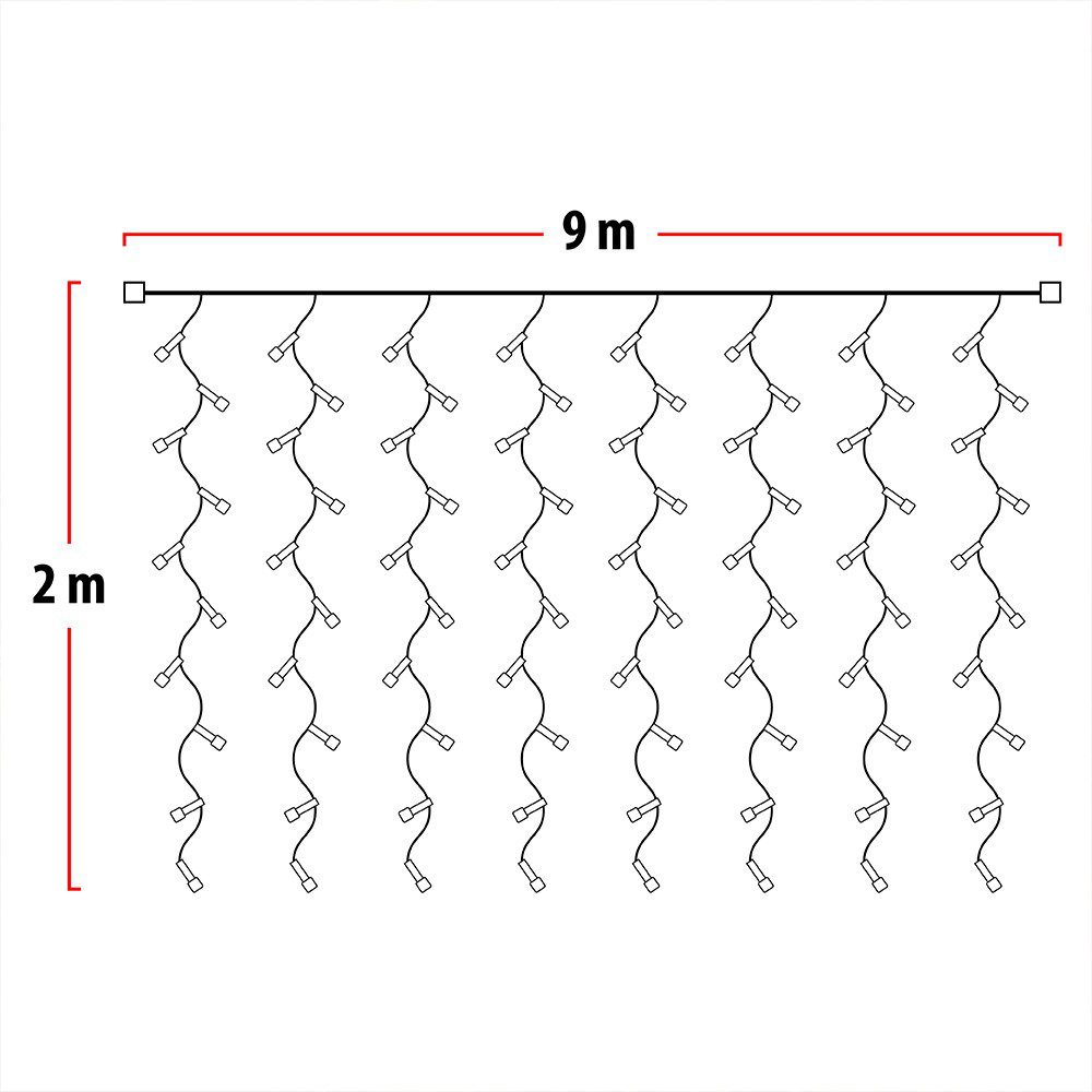 Luz Cascada 9X2 Metros 600 LED Luces Navidad AZUL 600LEDA