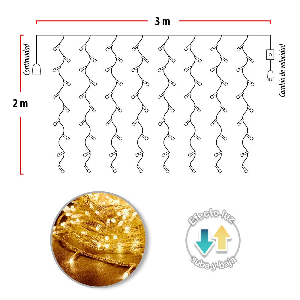 Cascada Led 3X2 Metros 360 L Sube y Baja Luces Navidad 2010