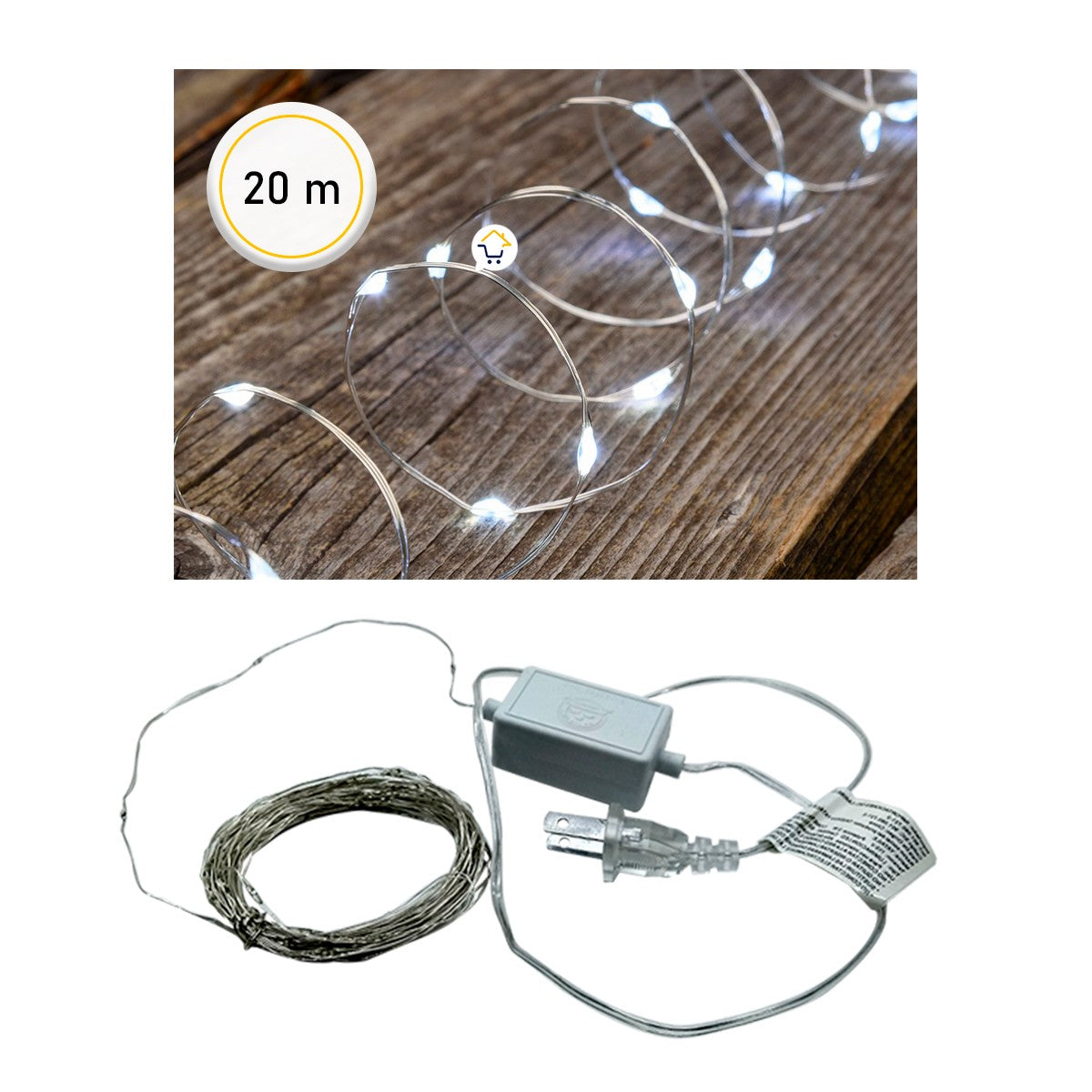 Extensión Micro LED Lineal 20 m 200 Luces Navidad Blanco 1551