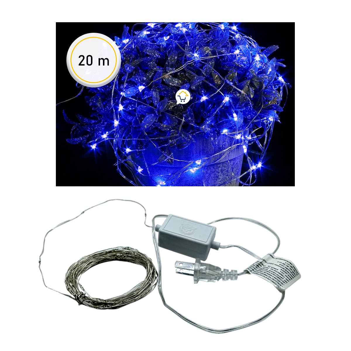 Extensión Micro LED Lineal 20 m 200 Luces Navidad Azul 1552