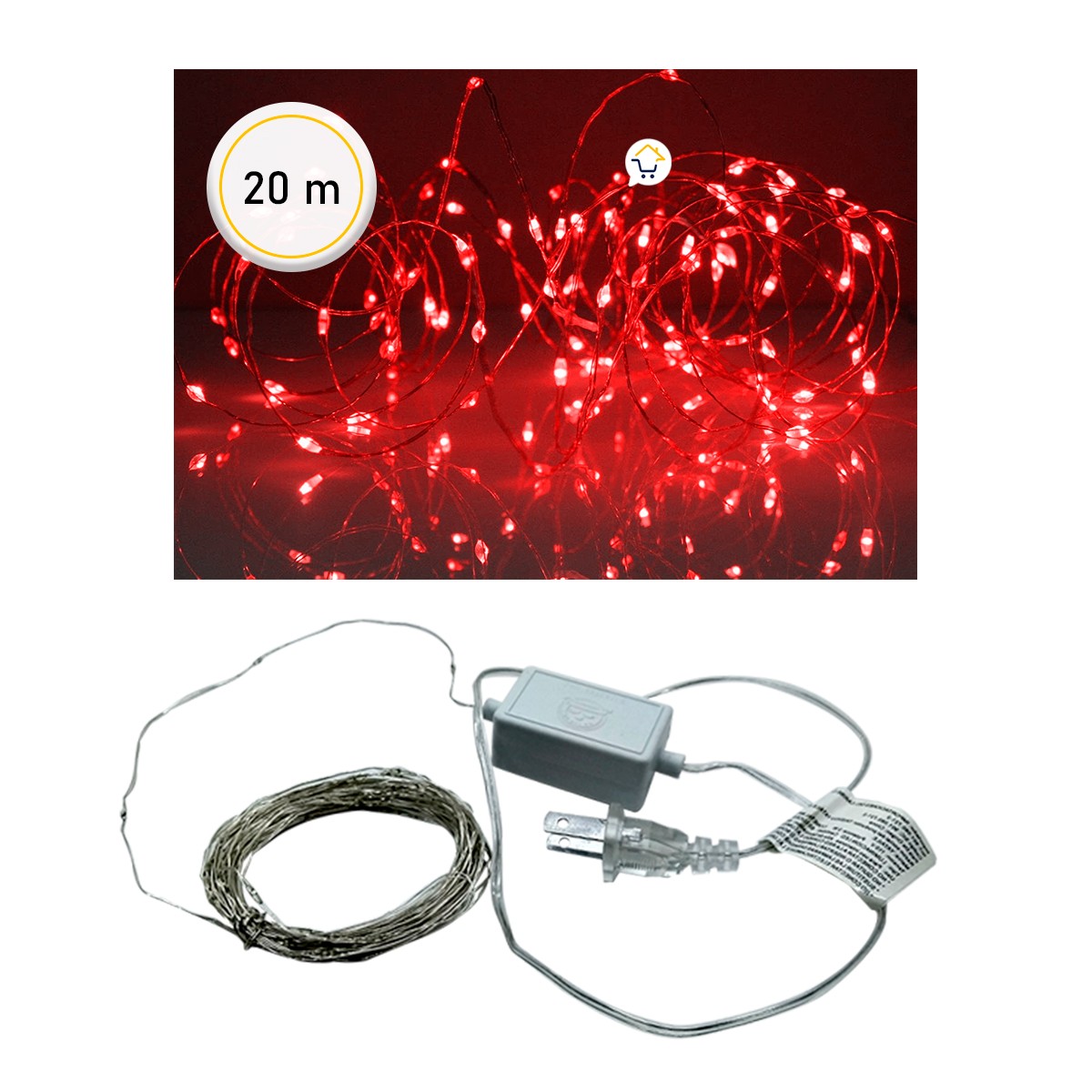 Extensión Micro LED Lineal 20 m 200 Luces Navidad Rojo 1555