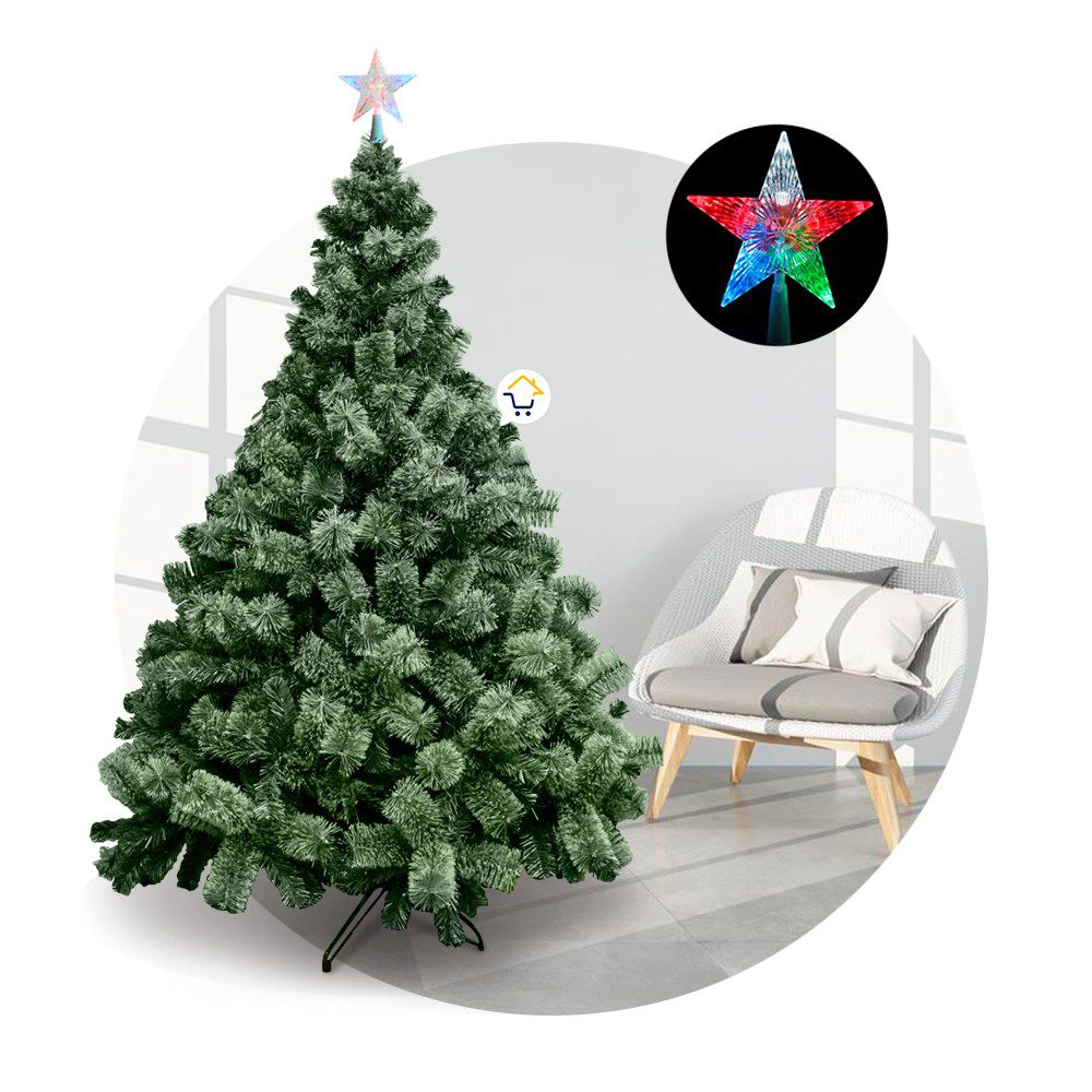 Árbol Navidad Clásico Tupido 210 cm 600 Ramas Estrella LED VERONA210