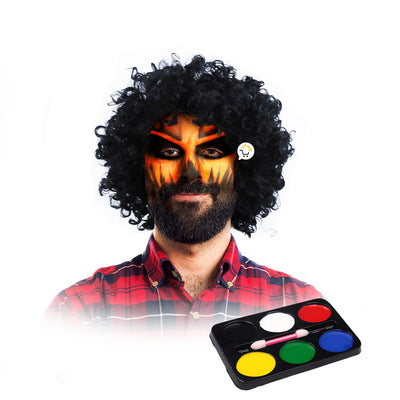 Peluca Afro Crespo y Pinta Caritas Maquillaje Halloween AFR0771