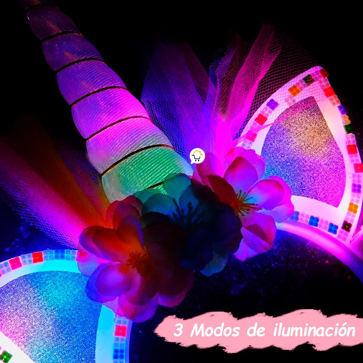 Diadema Tiara Unicornio Luz LED Colores Niñas OF204