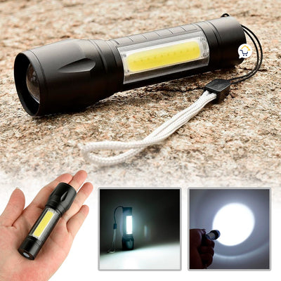 Mini Linterna LED Recargable Luz Zoom Largo Alcance Camping 511