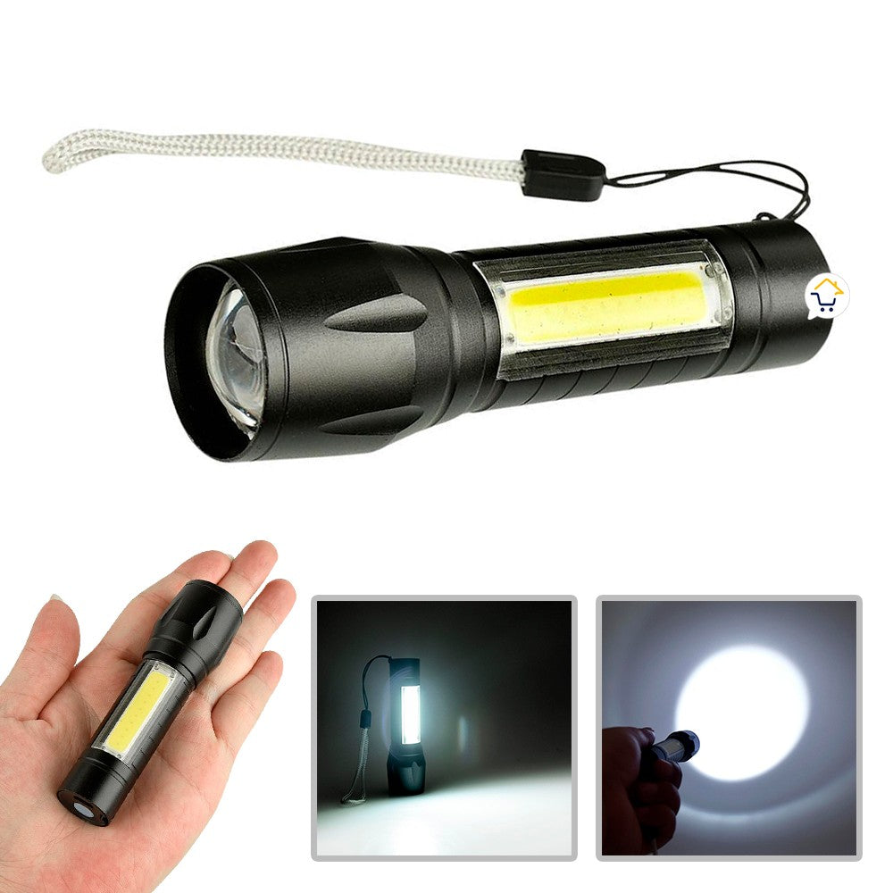 Mini Linterna LED Recargable Luz Zoom Largo Alcance Camping 511