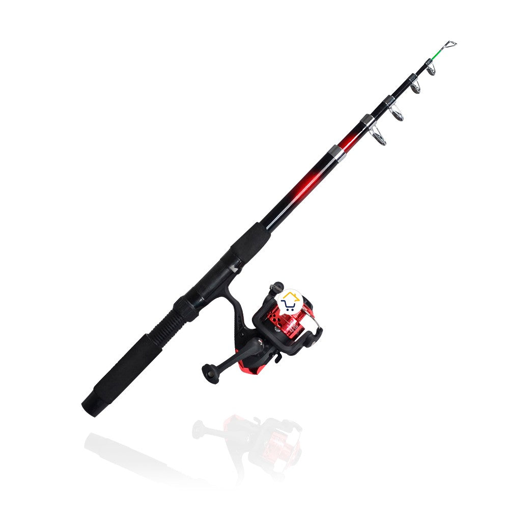 Caña de pescar con carrete sólido de 2,10 m, capacidad para 22 kg, 2 Caña de pescar con carrete sólido de 2,10 m, capacidad para 22 kg, 2