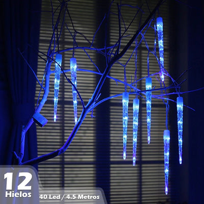 Luz led Tubo Hielo 4.5 Metros 12 Hielos Azul 2272