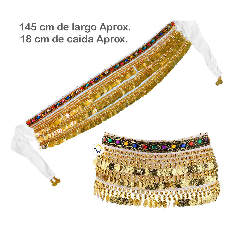 Caderin Cinturon Danza Arabe Fajin Monedas Lentejuelas Falda AF900