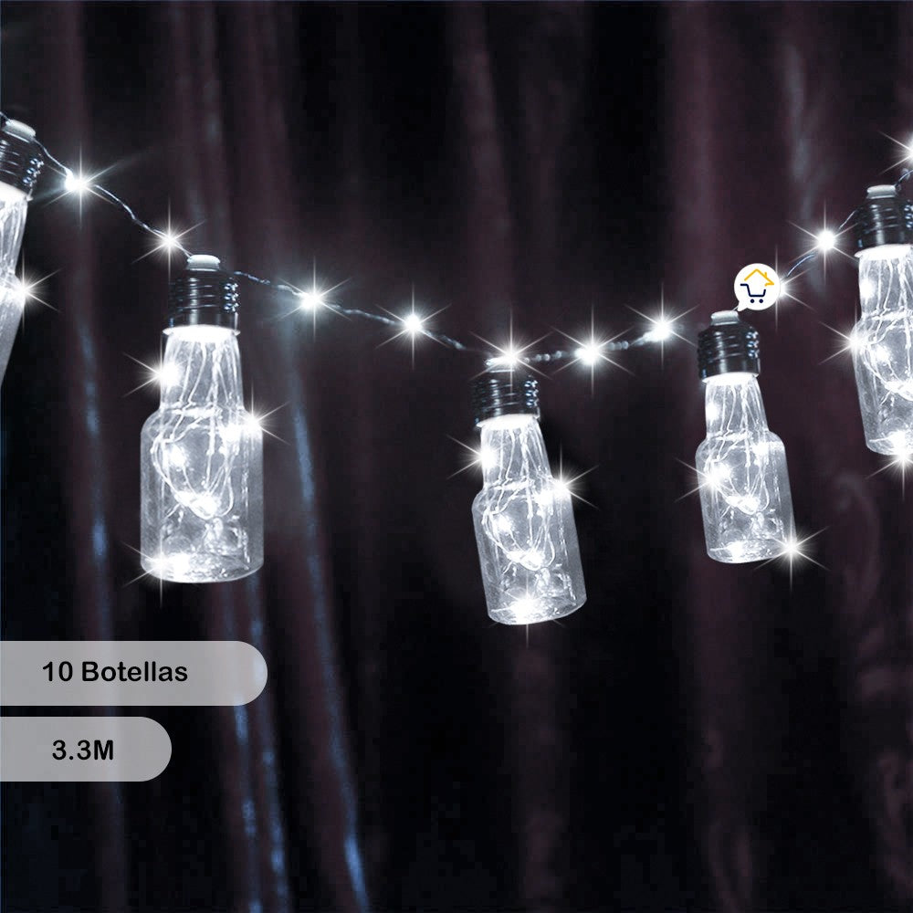 Guirnalda Luces Micro Led Botellas x10 Navidad 3.3M 1647