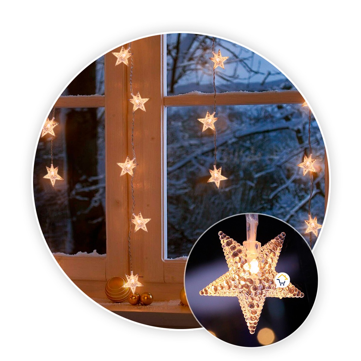 Luces Led Estrellas 3 Metros Extensión Cortina Luz Navidad Cálido ZE019CA