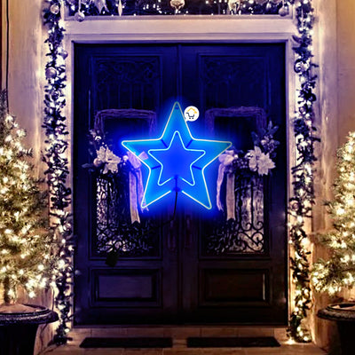 Estrella Luz Neón 5 Puntas Ventana Puerta Navidad Azul 2203AZ