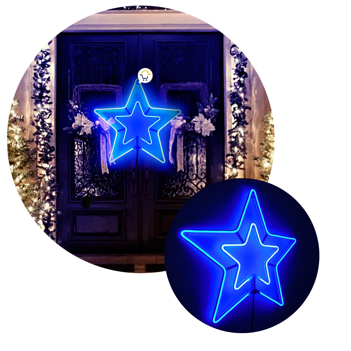 Estrella Luz Neón 5 Puntas Ventana Puerta Navidad Azul 2203AZ