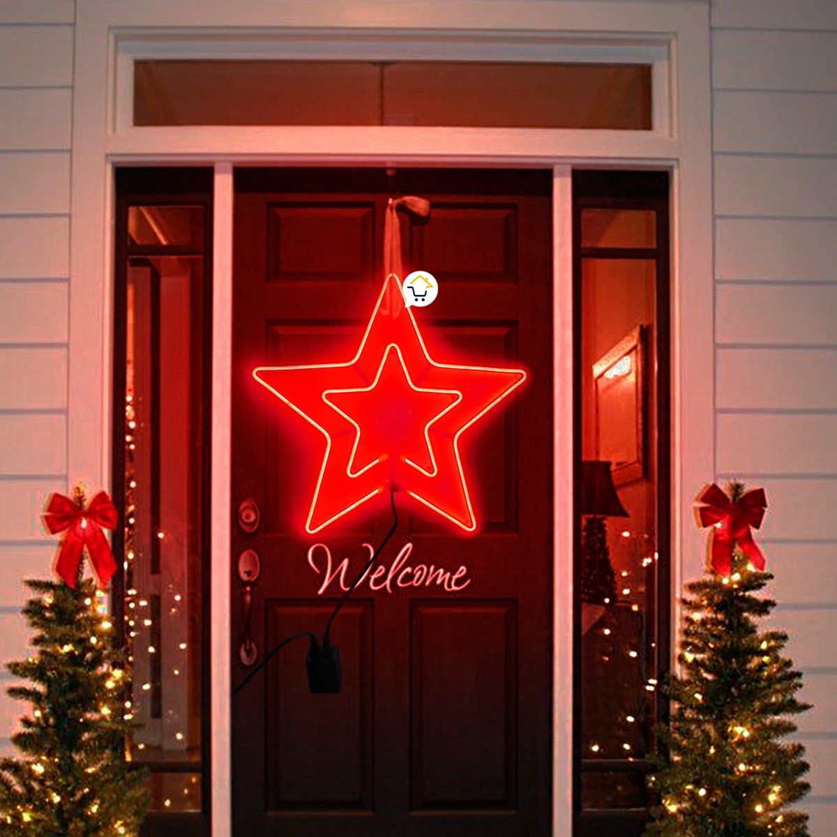 Estrella Luz Neón 5 Puntas Ventana Puerta Navidad Rojo 2204RO