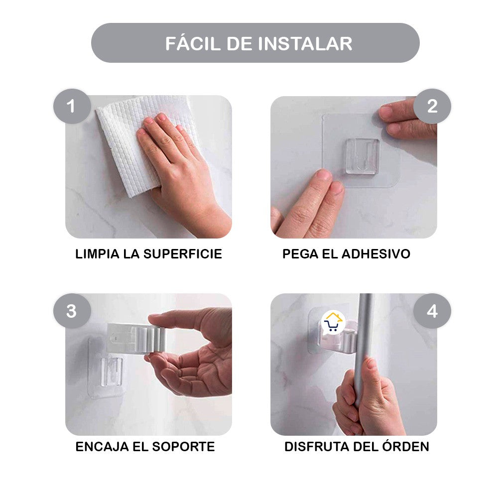 Soporte Trapeador Escoba Organizador De Baño XS806