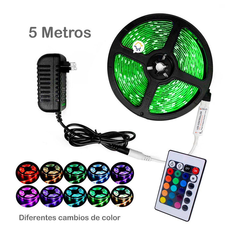 Cinta Luz Led 5 Metros RGB Multicolor Con Control Navidad SM2D605050