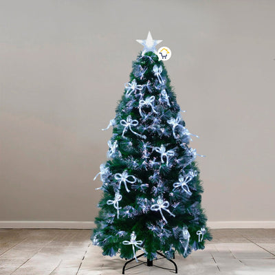 Árbol Navidad Fibra Óptica 1.80 M Moños Faroles Tupido 2090-180