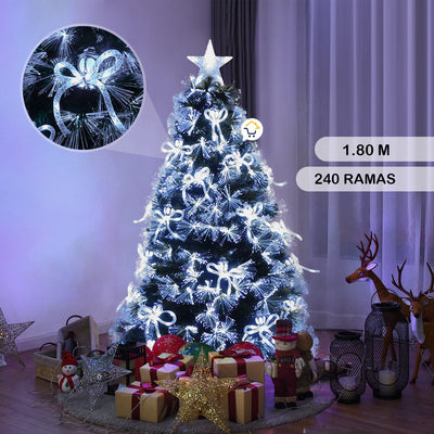 Árbol Navidad Fibra Óptica 1.80 M Moños Faroles Tupido 2090-180