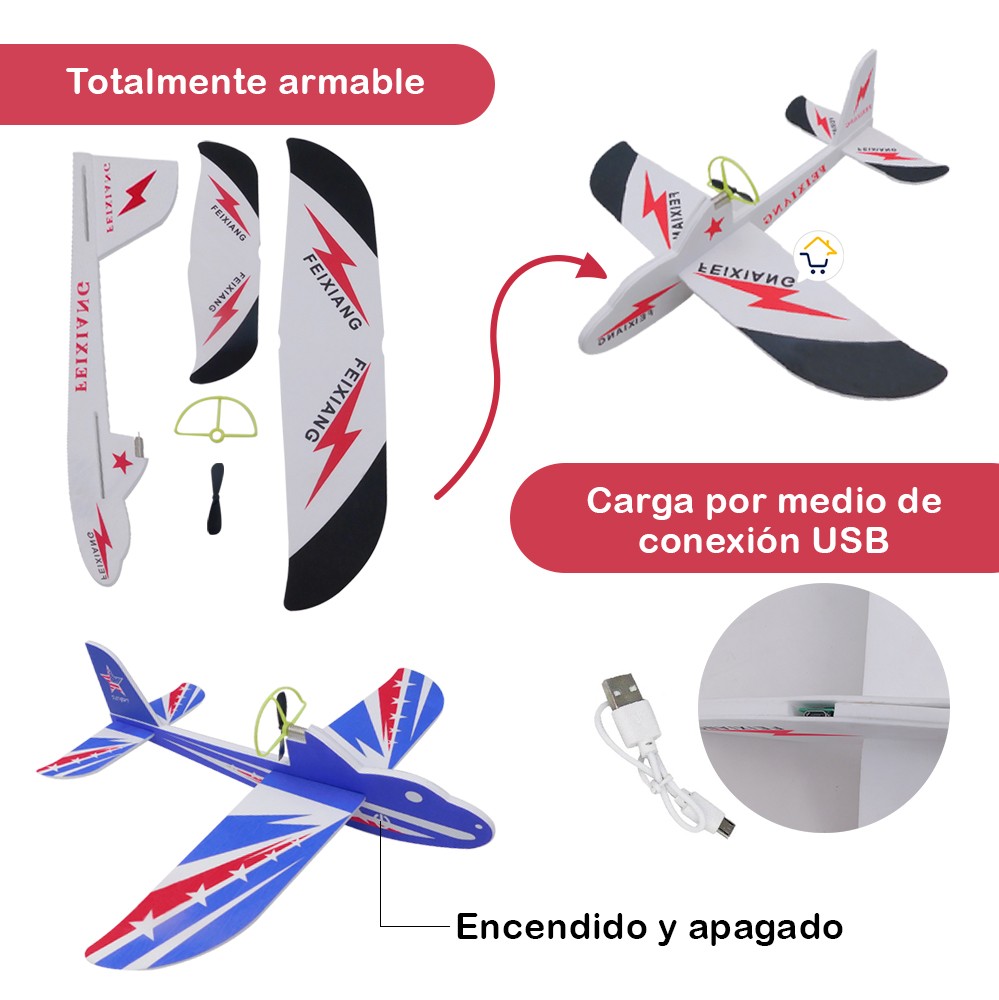 Avión Volador Planeador Espuma Aeroplano Recargable USB WFL958