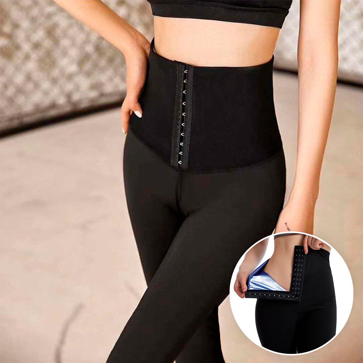 Pantalón Cinturilla Mujer Faja Broches Sauna Reductora Neopreno 22010 –  Cómpralo en casa