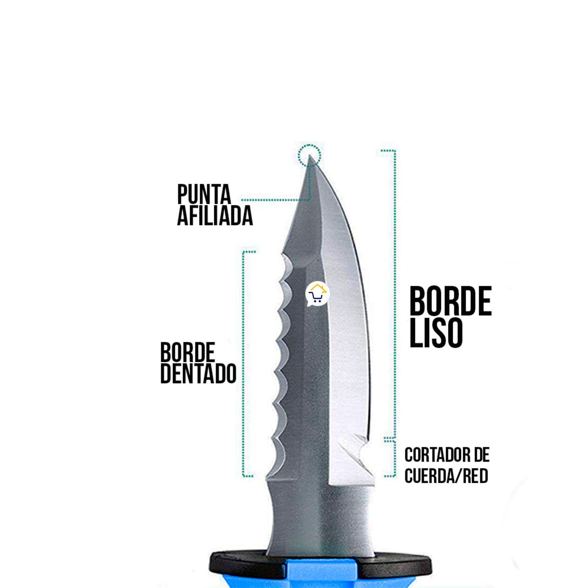 Cuchillo Para Buceo Acuático Táctico Pesca + Estuche y Correas 313V –  Cómpralo en casa