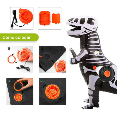 Disfraz Dinosaurio Esqueleto Gigante Inflable Adulto DNHUESO