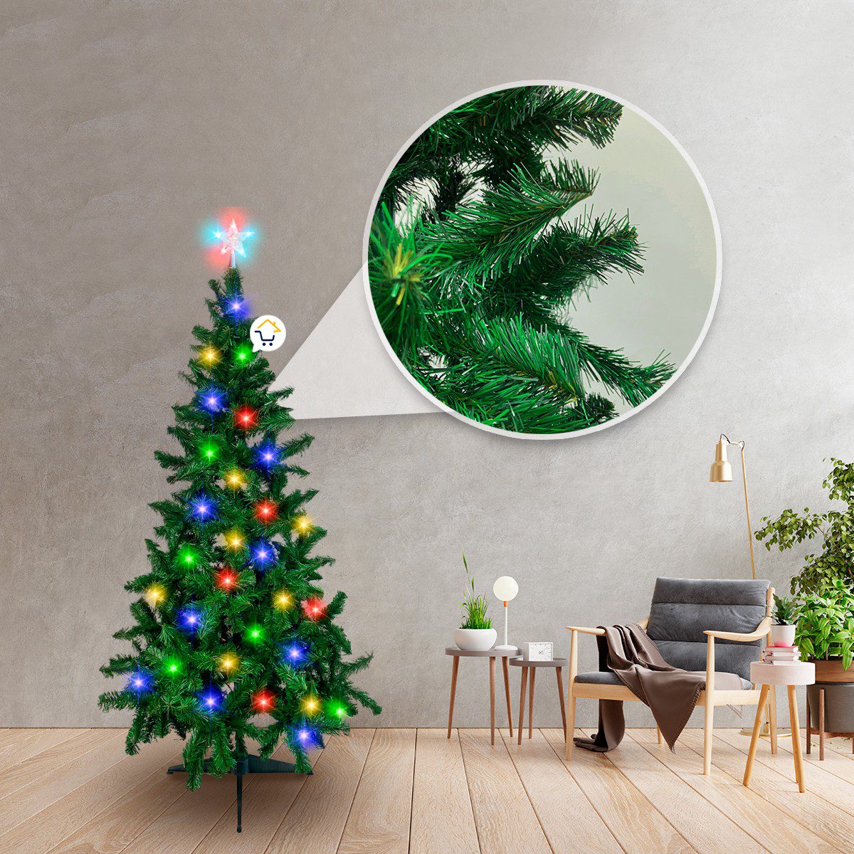 Combo Árbol Navidad 1.80M Tupido Luces Nieve Spray Regalo COS34D