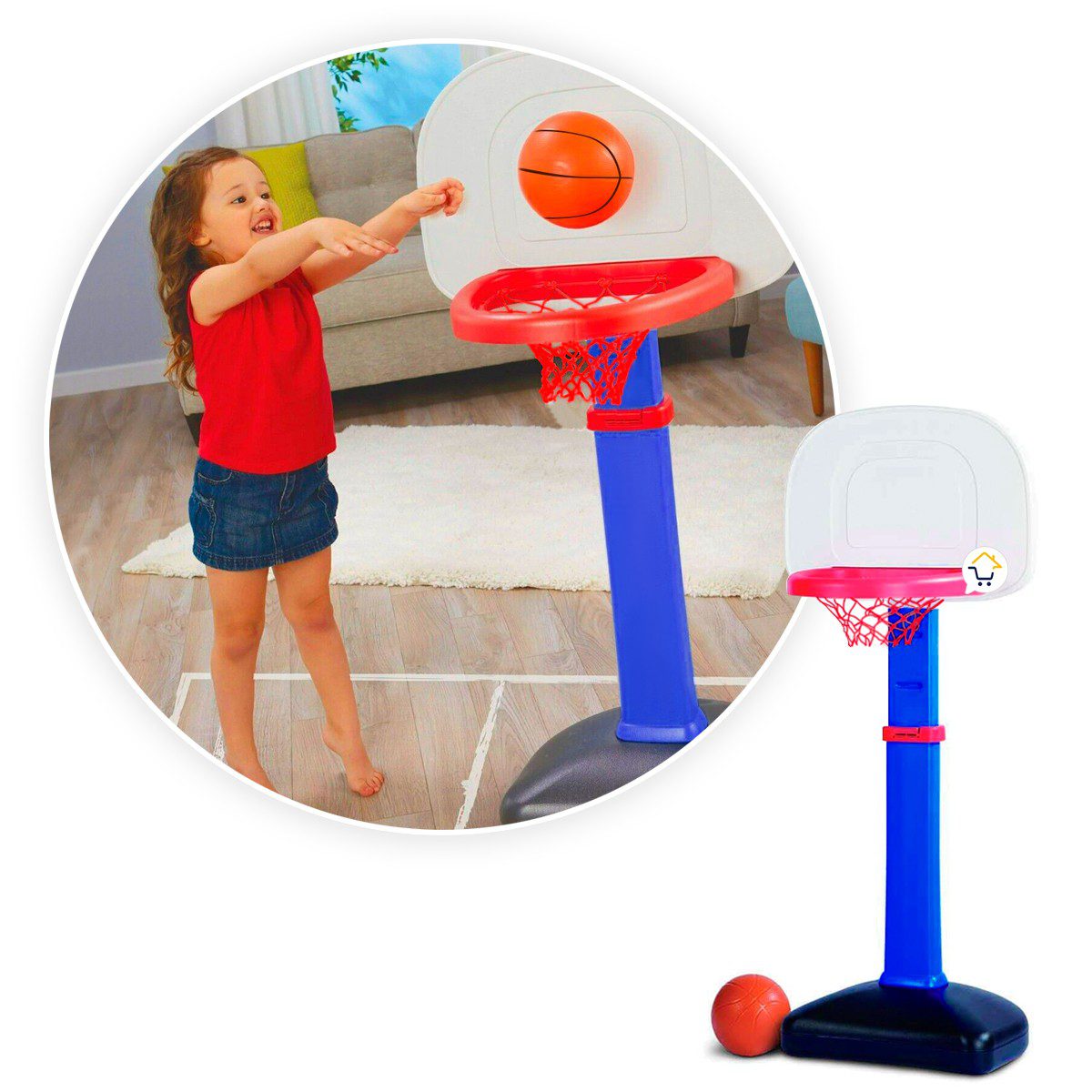 Set Cancha Baloncesto Ajustable Canasta Basketball Infantil PF3955