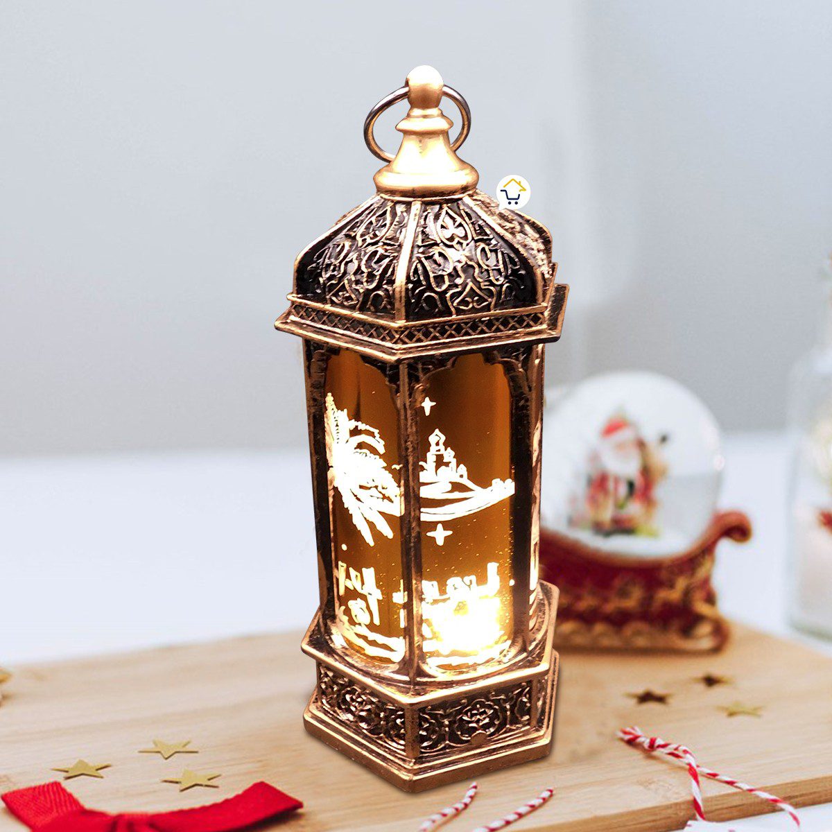 Farol Navideño Vintage Ramadán Pesebre Luz LED Vela ZF077D