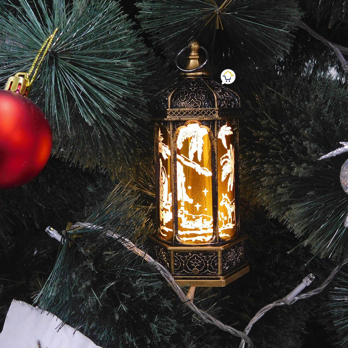Farol Navideño Vintage Ramadán Pesebre Luz LED Vela ZF077D
