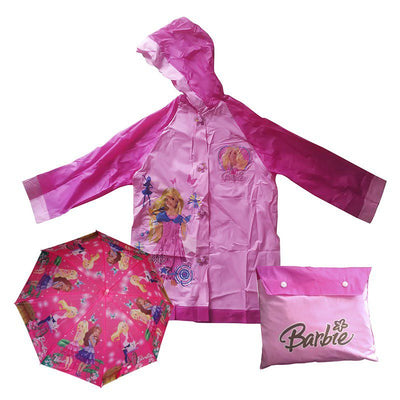 Combo Impermeables Niños Barbie + Sombrilla + Silbato + Estuche GRATIS!