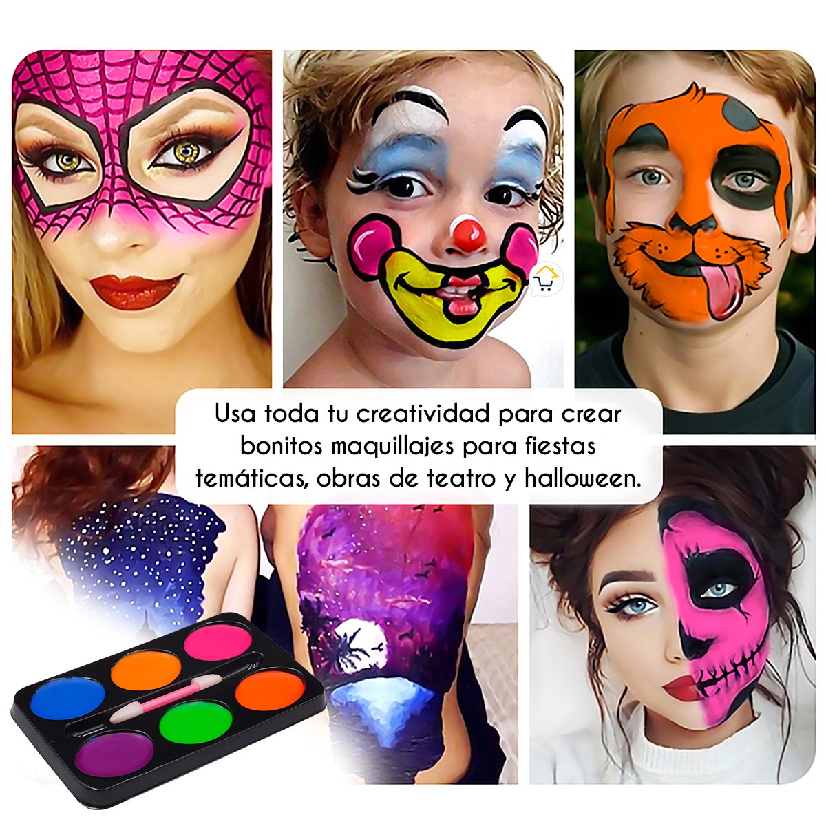 Peluca Afro Crespo y Pinta Caritas Maquillaje Halloween AFR0771