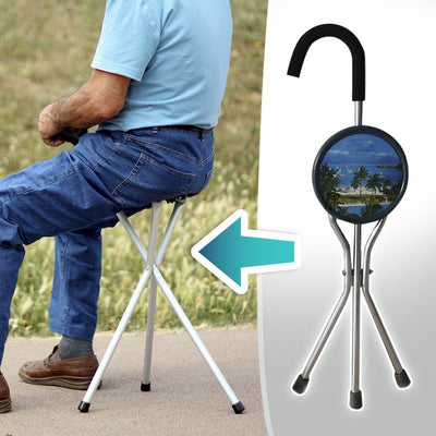 Bastón Silla Plegable Aluminio 2 en 1 Portátil Butaco Liviano BK