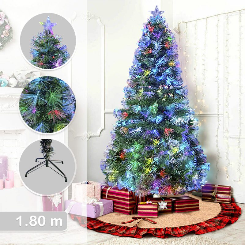 Árbol Navidad Fibra Óptica 180 cm 7 Colores Tupido  T687180