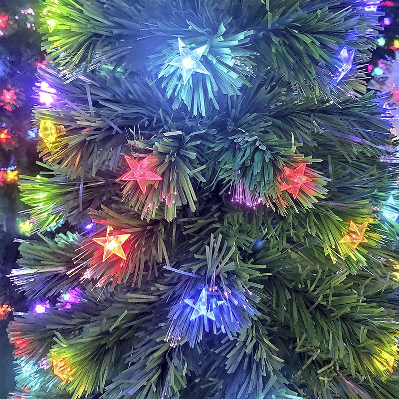 Árbol Navidad Fibra Óptica 210 cm Estrellas Tupido  T797210