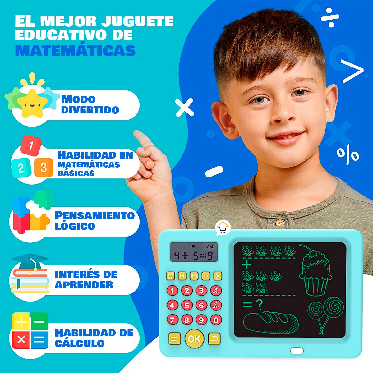 Calculadora Educativa De Aprendizaje Matemáticas 2 en 1 Tablero Mágico DJU158C