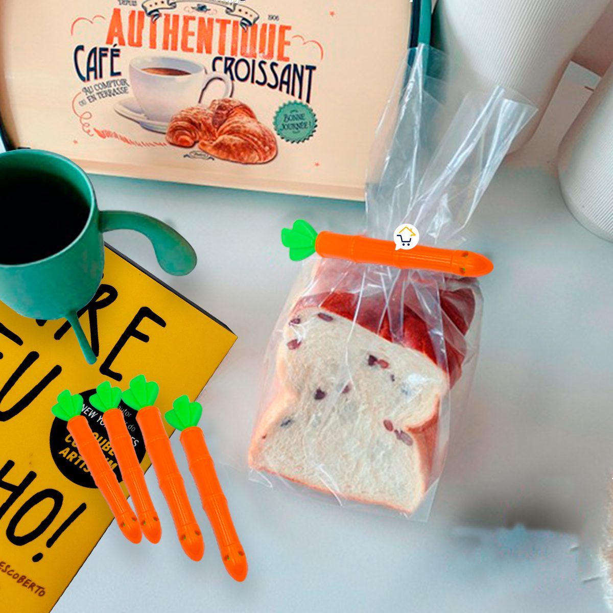 Pinzas de sellado para bolsas de aperitivos, organizador de alimentos  frescos, con forma de zanahoria, herramientas de almacenamiento de cocina,  5 piezas - AliExpress