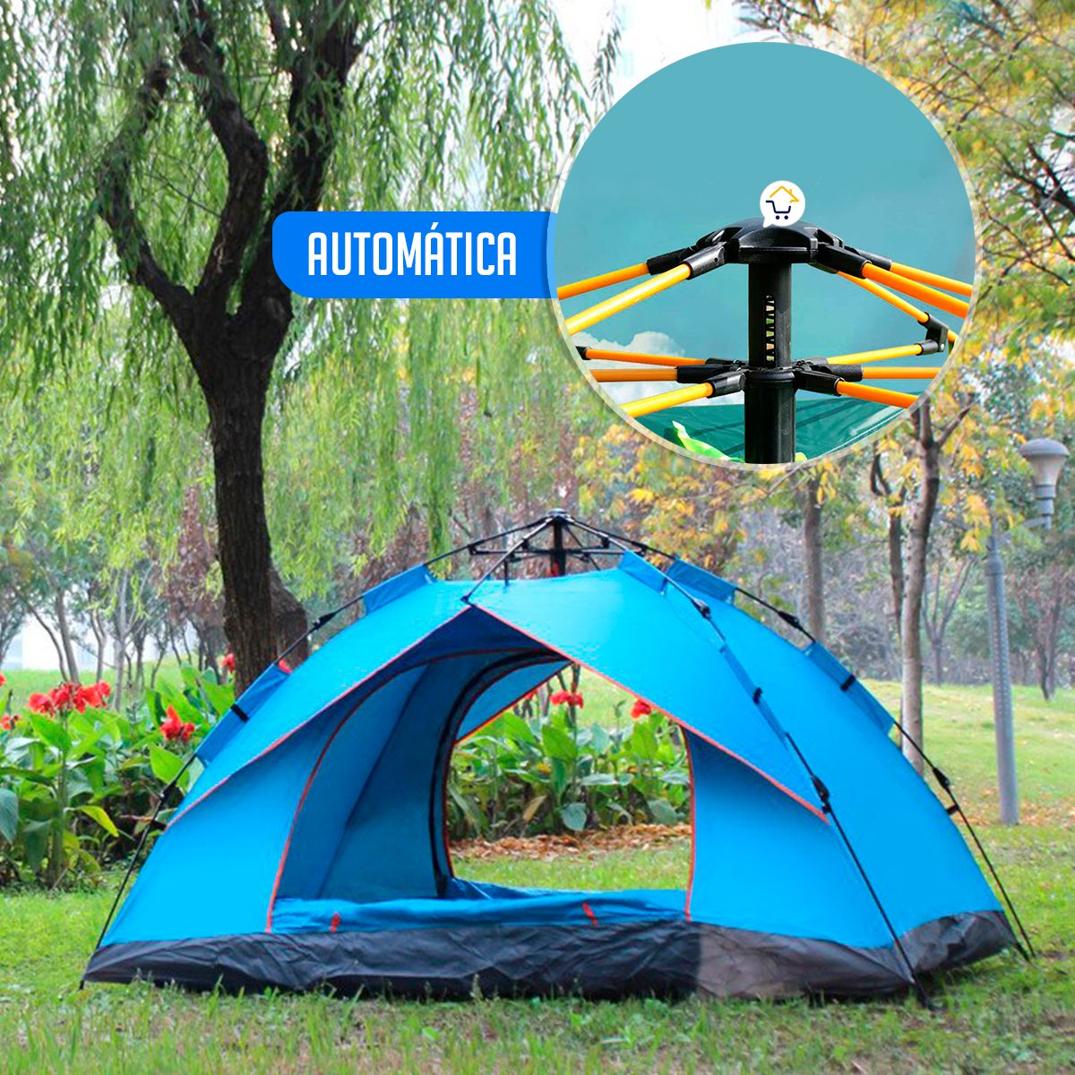 Carpa Camping 4 Personas Automática Arma En 1 Minuto Hd8105