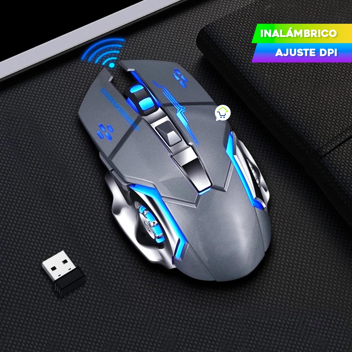 Mouse Inalámbrico LED Gamer Alta Velocidad Recargable Q13